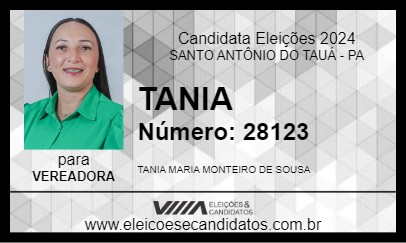 Candidato TANIA 2024 - SANTO ANTÔNIO DO TAUÁ - Eleições