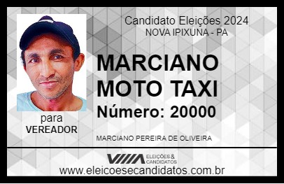 Candidato MARCIANO MOTO TAXI 2024 - NOVA IPIXUNA - Eleições