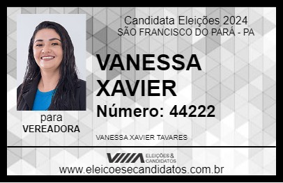 Candidato VANESSA XAVIER 2024 - SÃO FRANCISCO DO PARÁ - Eleições