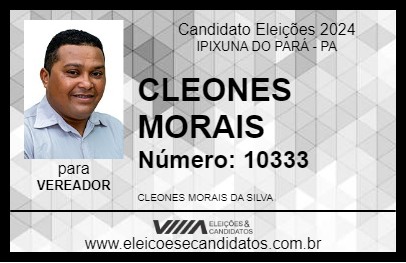 Candidato CLEONES MORAIS 2024 - IPIXUNA DO PARÁ - Eleições