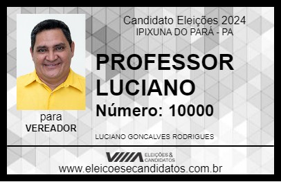 Candidato PROFESSOR LUCIANO 2024 - IPIXUNA DO PARÁ - Eleições