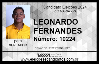 Candidato LEONARDO FERNANDES 2024 - RIO MARIA - Eleições