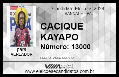 Candidato CACIQUE KAYAPO 2024 - BANNACH - Eleições