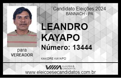 Candidato LEANDRO KAYAPO 2024 - BANNACH - Eleições