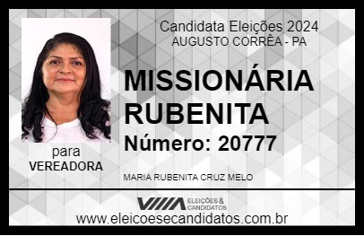 Candidato MISSIONÁRIA RUBENITA 2024 - AUGUSTO CORRÊA - Eleições