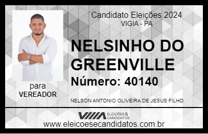 Candidato NELSINHO DO GREENVILLE 2024 - VIGIA - Eleições