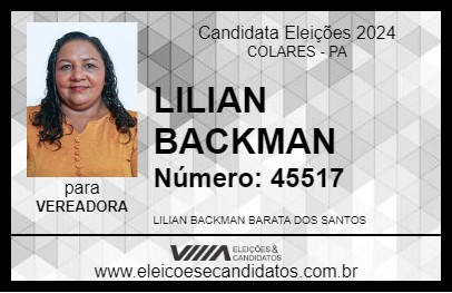 Candidato LILIAN BACKMAN 2024 - COLARES - Eleições