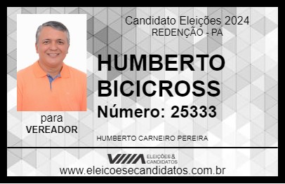 Candidato HUMBERTO BICICROSS 2024 - REDENÇÃO - Eleições