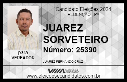 Candidato JUAREZ SORVETEIRO 2024 - REDENÇÃO - Eleições