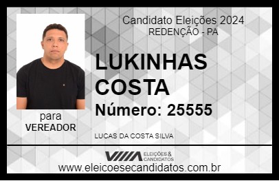 Candidato LUKINHAS COSTA 2024 - REDENÇÃO - Eleições