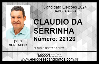 Candidato CLAUDIO DA SERRINHA 2024 - SAPUCAIA - Eleições