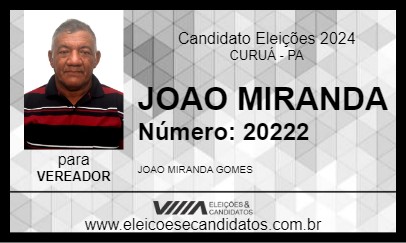 Candidato JOAO MIRANDA 2024 - CURUÁ - Eleições