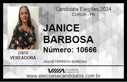 Candidato JANICE BARBOSA 2024 - CURUÁ - Eleições