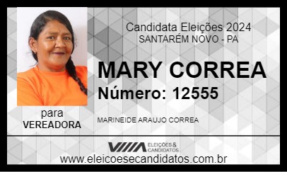 Candidato MARY CORREA 2024 - SANTARÉM NOVO - Eleições