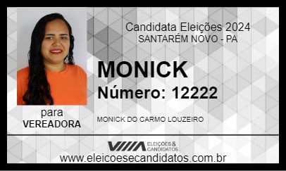 Candidato MONICK 2024 - SANTARÉM NOVO - Eleições