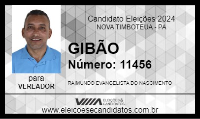 Candidato GIBÃO 2024 - NOVA TIMBOTEUA - Eleições