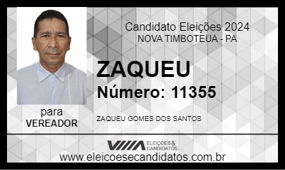 Candidato ZAQUEU 2024 - NOVA TIMBOTEUA - Eleições