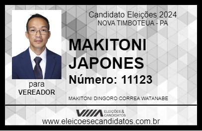 Candidato MAKITONI JAPONES 2024 - NOVA TIMBOTEUA - Eleições