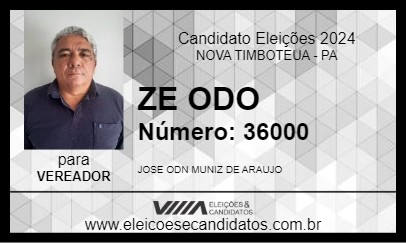 Candidato ZE ODO 2024 - NOVA TIMBOTEUA - Eleições