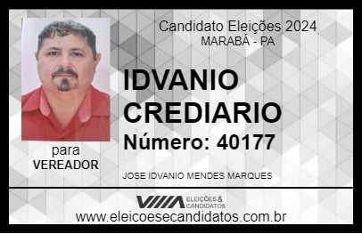 Candidato IDVANIO CREDIARIO 2024 - MARABÁ - Eleições