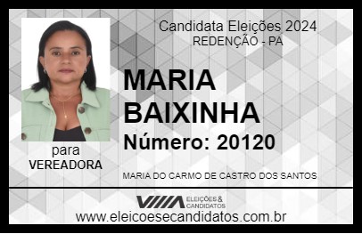 Candidato MARIA BAIXINHA 2024 - REDENÇÃO - Eleições