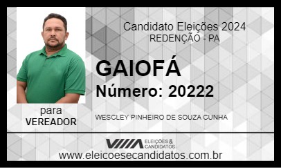 Candidato GAIOFÁ 2024 - REDENÇÃO - Eleições