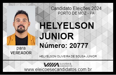 Candidato HELYELSON JUNIOR 2024 - PORTO DE MOZ - Eleições