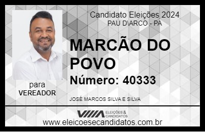 Candidato MARCÃO DO POVO 2024 - PAU D\ARCO - Eleições