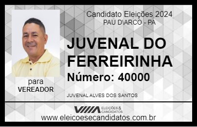 Candidato JUVENAL DO FERREIRINHA 2024 - PAU D\ARCO - Eleições