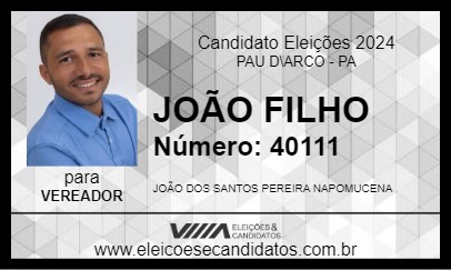 Candidato JOÃO FILHO 2024 - PAU D\ARCO - Eleições