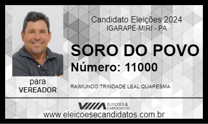 Candidato SORO DO POVO  2024 - IGARAPÉ-MIRI - Eleições