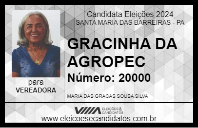 Candidato GRACINHA DA AGROPEC 2024 - SANTA MARIA DAS BARREIRAS - Eleições