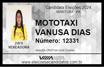 Candidato MOTOTAXI VANUSA DIAS 2024 - MARITUBA - Eleições