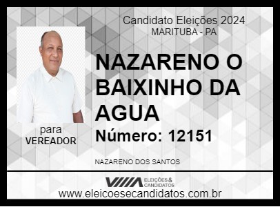 Candidato NAZARENO O BAIXINHO DA AGUA 2024 - MARITUBA - Eleições