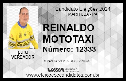 Candidato REINALDO MOTOTAXI 2024 - MARITUBA - Eleições