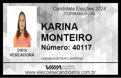 Candidato KARINA MONTEIRO 2024 - ITUPIRANGA - Eleições