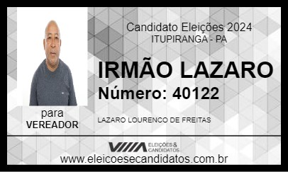 Candidato IRMÃO LAZARO 2024 - ITUPIRANGA - Eleições