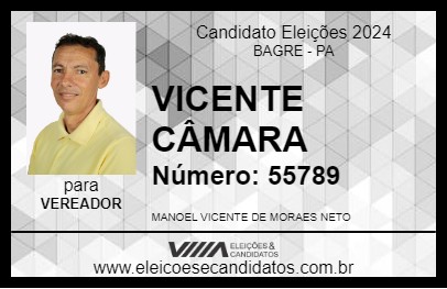 Candidato VICENTE CÂMARA 2024 - BAGRE - Eleições