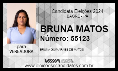 Candidato BRUNA MATOS 2024 - BAGRE - Eleições