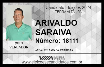 Candidato ARIVALDO SARAIVA 2024 - TERRA ALTA - Eleições