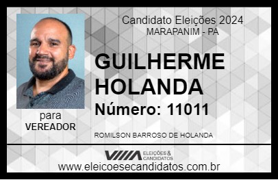 Candidato GUILHERME HOLANDA 2024 - MARAPANIM - Eleições