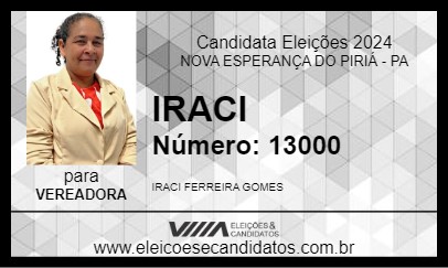 Candidato IRACI 2024 - NOVA ESPERANÇA DO PIRIÁ - Eleições