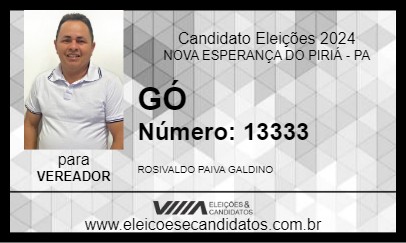 Candidato GÓ 2024 - NOVA ESPERANÇA DO PIRIÁ - Eleições