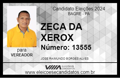 Candidato ZECA DA XEROX 2024 - BAGRE - Eleições