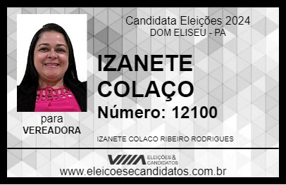 Candidato IZANETE COLACO 2024 - DOM ELISEU - Eleições