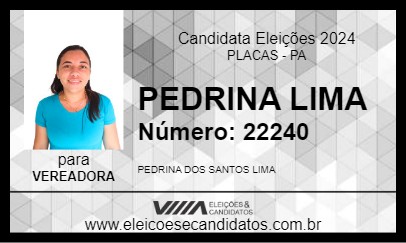 Candidato PEDRINA LIMA 2024 - PLACAS - Eleições