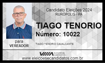 Candidato TIAGO TENORIO 2024 - RURÓPOLIS - Eleições