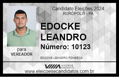 Candidato EDOCKE LEANDRO 2024 - RURÓPOLIS - Eleições