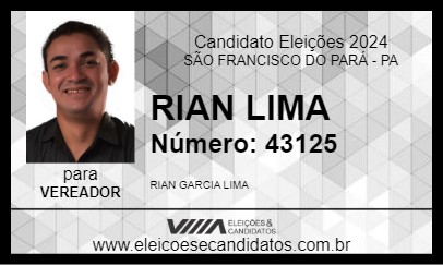 Candidato RIAN LIMA 2024 - SÃO FRANCISCO DO PARÁ - Eleições