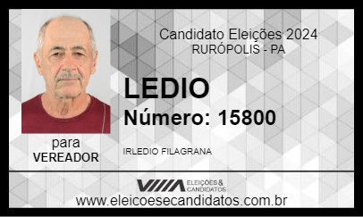 Candidato LEDIO 2024 - RURÓPOLIS - Eleições